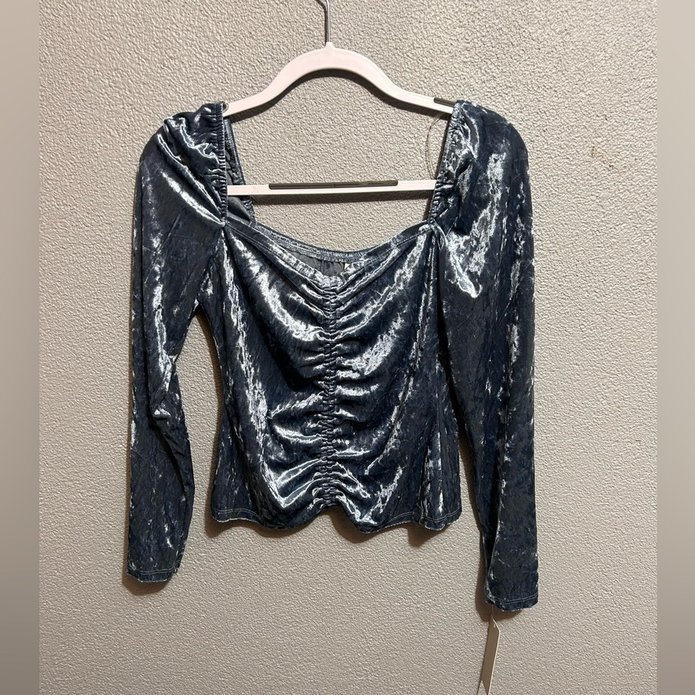 NWT Macys Kingston grey velvet top size large
